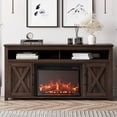 thumbnail image 2 of BELLEZE 58" Barn Door TV Stand Media Entertainment Center For TVs up to 65" wiht 23" Fireplace - Corin (Dark Walnut), 2 of 7