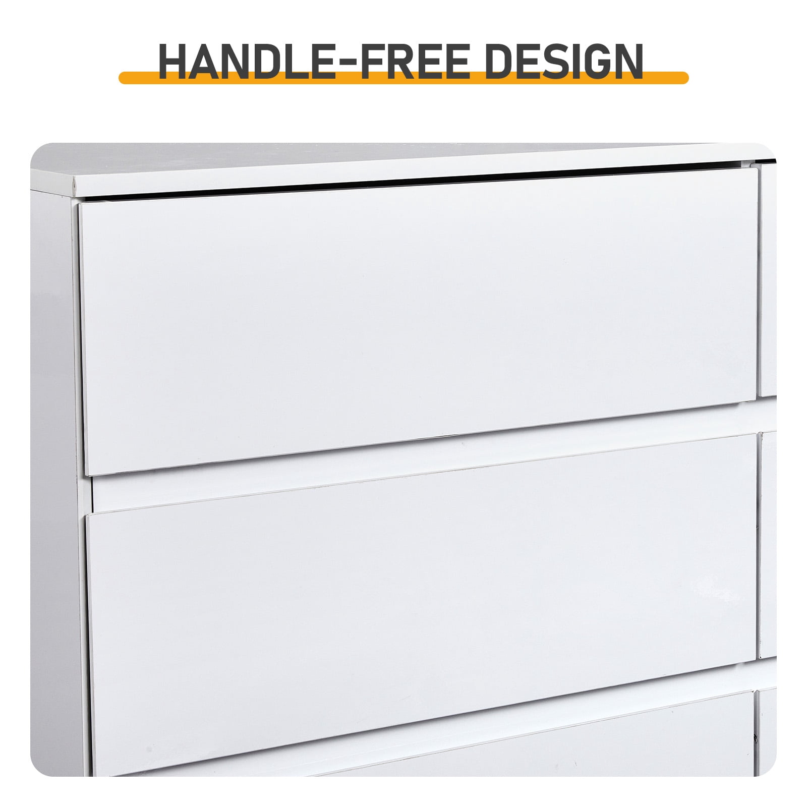 6-Drawer Storage Cabinet Chest of Drawers with USB-Powered RGB LED Strip 47.24*15.75*27.56in High-Gloss White