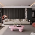 thumbnail image 2 of Coffee Tables 40 Inch Cloud Shaped Coffee Table, Low Coffee Table with 3 Ball Legs for Living Room, Pink,Wooden Coffee Tables, 2 of 7