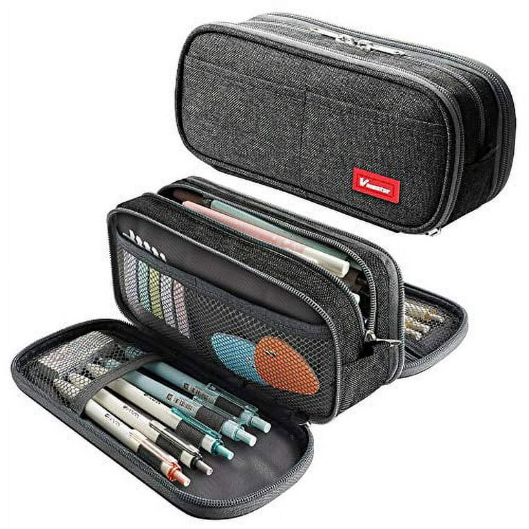 BLACK Extra Large Canvas Pen Case Pencil Case Storage Case Pencil