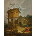 thumbnail image 2 of Abraham Bloemaert 15x18 Black Ornate Wood Framed Double Matted Museum Art Print Titled - Farmyard with Dovecote, 2 of 5