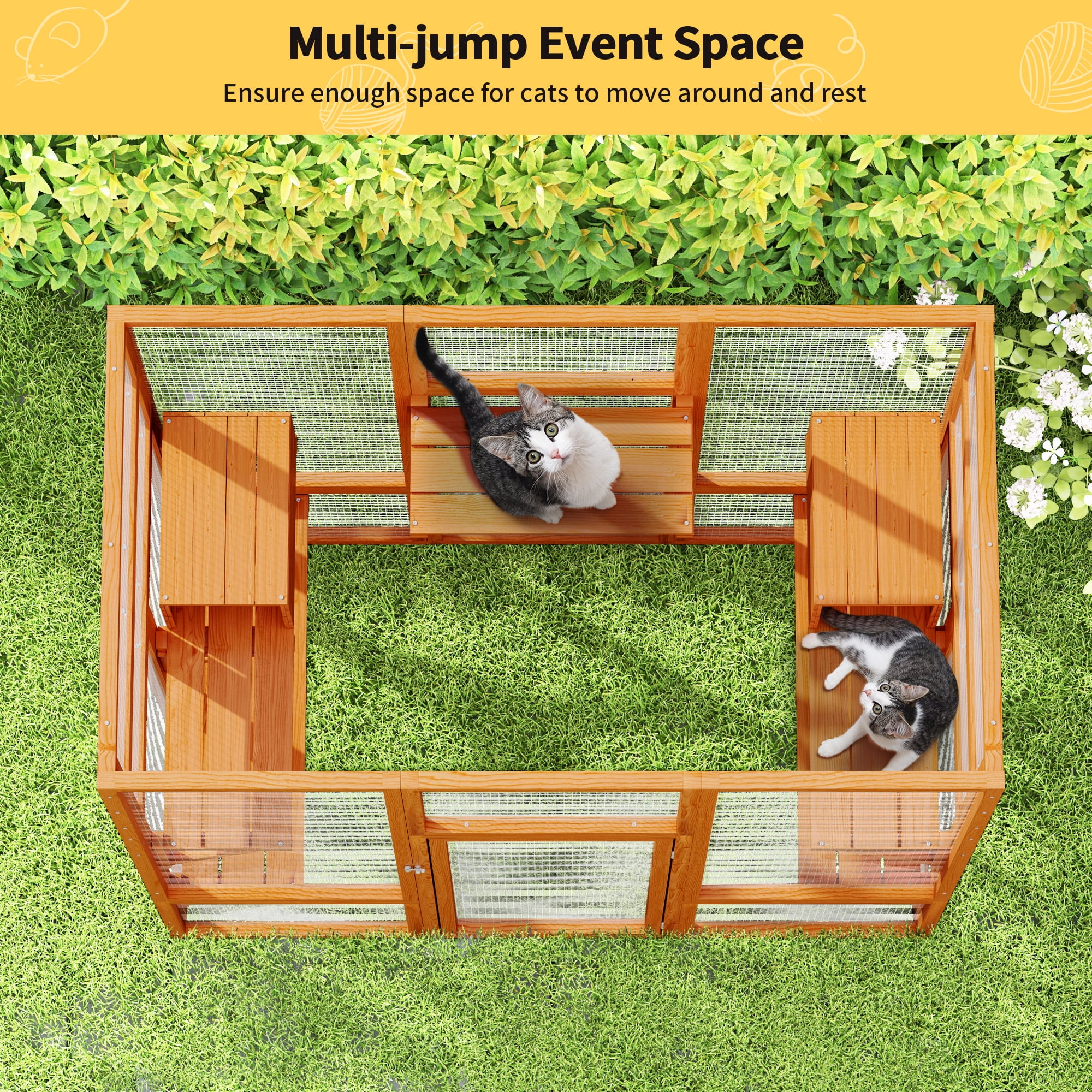 Coziwow Cat Enclosure Cat House Catio Small Animal Playpen Outdoor, Orange
