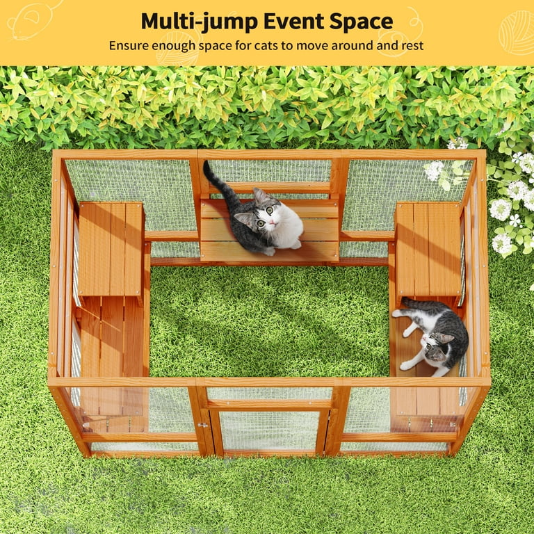 Coziwow Large Indoor/Outdoor Cat Enclosure, Catio Playpen, Orange