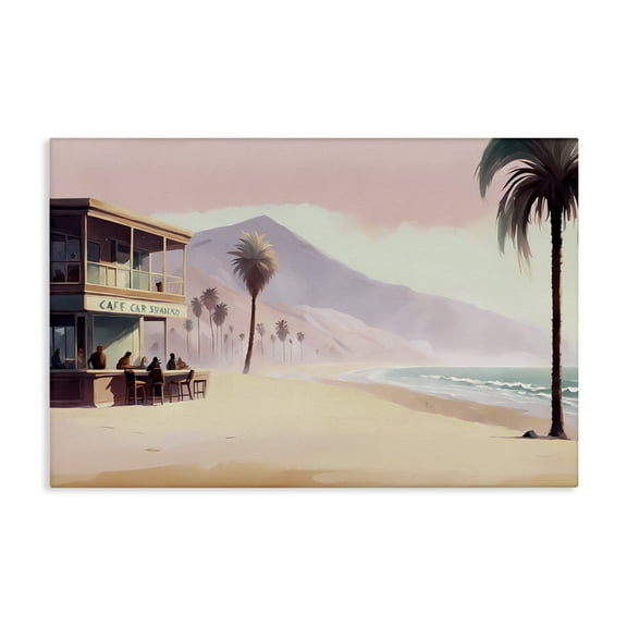 Stupell Industries Café at Head Of Bay Nautical & Beach Painting Wrapped Canvas Art Print Wall Art, 24 x 16