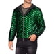 thumbnail image 4 of Chaquetas de lentejuelas Argyle Inspire Chic para hombres, de manga larga, metálicas, brillantes, con capucha, chaqueta disco 2XL verde, 4 of 5