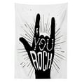 thumbnail image 3 of Ambesonne Rock Music Tablecloth Rectangular Table Cover, You Rock Words Art, 52"x70", Black White, 3 of 4