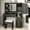 Black, variant on Longtingus Farmhouse Makeup Vanity with Charging Station and Jewelry Cabinet, 42-Inch Glass Top Table Set