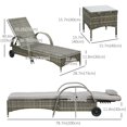 thumbnail image 2 of Patio Rattan Lounge Set, Wheeled Wicker Chaise Lounge Chair and Table with Tempered Glass Top, Mixed Grey, 2 of 7