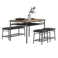 thumbnail image 1 of Ensemble de Table à Manger en Métal et Bois Yiwa, 4 Pcs au Design Gain de Place avec Banc Rembourré en PU, Tabourets et Tablette de Rangement Intégrée, 1 of 6