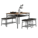 thumbnail image 1 of Yeshouse Juego de mesa de comedor de 4 piezas que ahorra espacio: metal y madera resistentes, banco y taburetes tapizados, estante de almacenamiento y cojines de poliuretano, 1 of 6