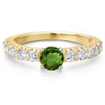 thumbnail image 3 of Gem Stone King 14K Two Tone Gold Green Chrome Diopside and Lab Grown Diamond Engagement Ring for Women | 1.15 Cttw | Round 5MM | Gemstone Birthstone | Size 7, 3 of 6