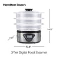 thumbnail image 2 of Hamilton Beach Digital Electric Food Steamer & Rice Cooker for Quick, Healthy Cooking with Stackable Three-Tier Bowls for Vegetables and Seafood, 8.2, 2 of 8