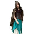 thumbnail image 2 of Brown Women's Hooded Velvet Cloak Polyester,Spandex Witch Costume Costumes for Women Men Hollween Cloak One Size, 2 of 6