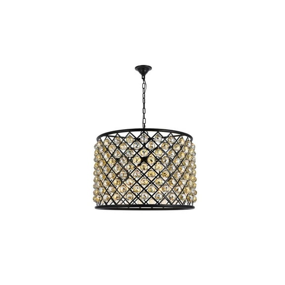 1206 Madison Collection Pendent lamp D:27.5" H:21" Lt:8 Mocha Brown Finish (Royal Cut Golden Teak Crystals)