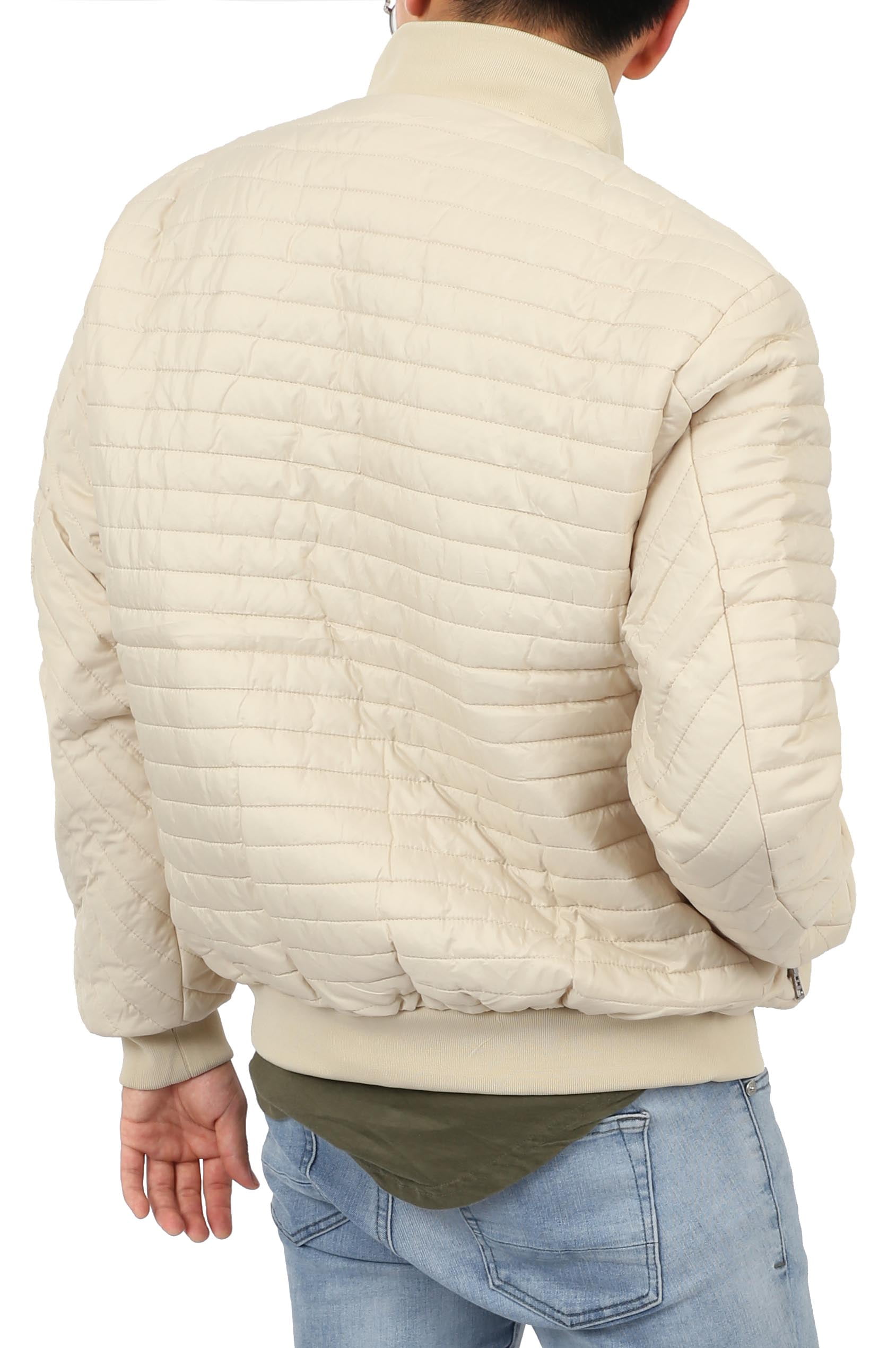 Ma Croix Mens Padded Jackets Quilted Puffer Faux PU Leather Biker Outerwear