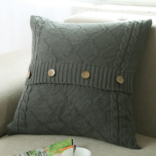 Knitting Button Fashion Throw Pillow Cases Cafe Sofa Cushion Cover Home Decor