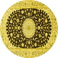 thumbnail image 1 of Ahgly Company Machine Washable Indoor Round Medallion Yellow Traditional Area Rugs, 6' Round, 1 of 4