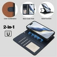 thumbnail image 5 of For iPhone 16 RFID Blocking Protective Purse 2-in-1 Detachable Bicolor Wallet Case Magnetic Flip Cover Multi-Card Slots Pocket With Wrist Strap Phone Case,Brown,For iPhone 16, 5 of 7