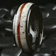 thumbnail image 4 of Tungsten Carbide Rings for Men Wedding Bands for Him 8mm Black Deer Antler & Sandalwood Stripe, 4 of 5