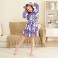 thumbnail image 3 of FORMRS Niños Bathrobe Unisex Hooded Robe Soft Plush Pajamas Sleepwear, Size 2-3T, Halloween Ghosts Purple, 3 of 7