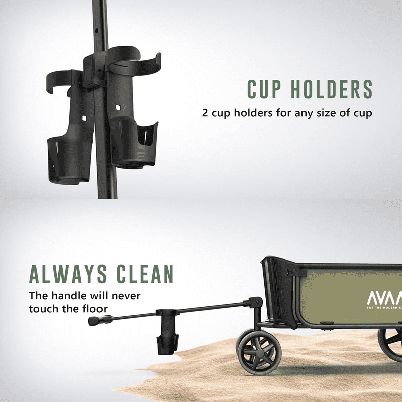 Avaar Collapsible Wagon Cart, Portable Utility Cart for Camping, Beach, Picnic, Shopping, Sports, and Grocery Transport, Green