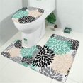 thumbnail image 2 of Green Floral and Petal Pattern Bathroom Rugs Sets 3 Piece,Toilet Cover Set,Absorbent Non Slip Bathroom Mats Sets with U-Shaped Contour Rug Toilet Rug Set, 2 of 5