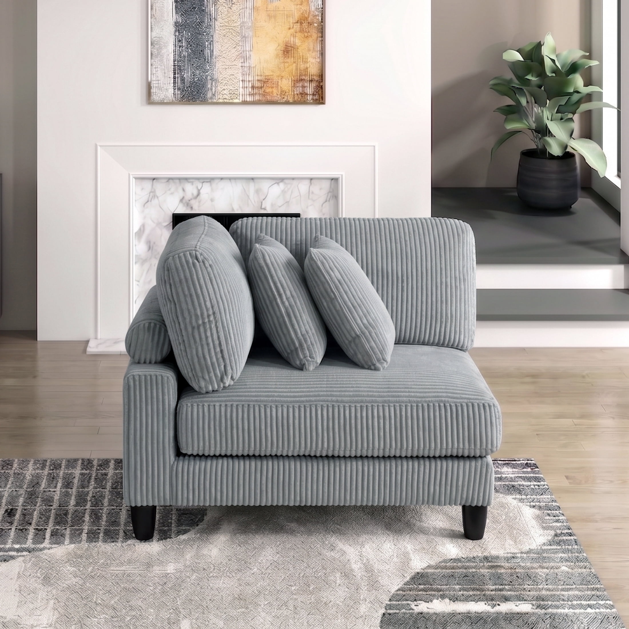 OakvillePark Caden Corduroy Corner Seat, Gray