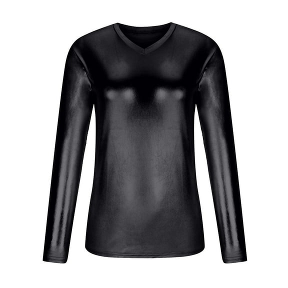 LYXSSBYX Mens Shirts Long Sleeve Bright V-neck Youth Trend Slim Fashion Long-sleeved T-shirt Color Bottoming Shirt Performance Clothes Top