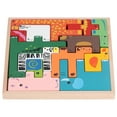 thumbnail image 2 of Wooden Building Block, Colorful Animal Puzzle Toy Interesting Early Education Safe  Corner  For 3 Years Old Above, 2 of 8