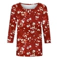 thumbnail image 3 of Jinhomg Casual Tops for Women 2025 Trendy 3/4 Sleeve Tunic Shirts Casual Loose Crewneck Blouses Fashion Floral Print Tshirts Summer Saving Multicolor S, 3 of 5