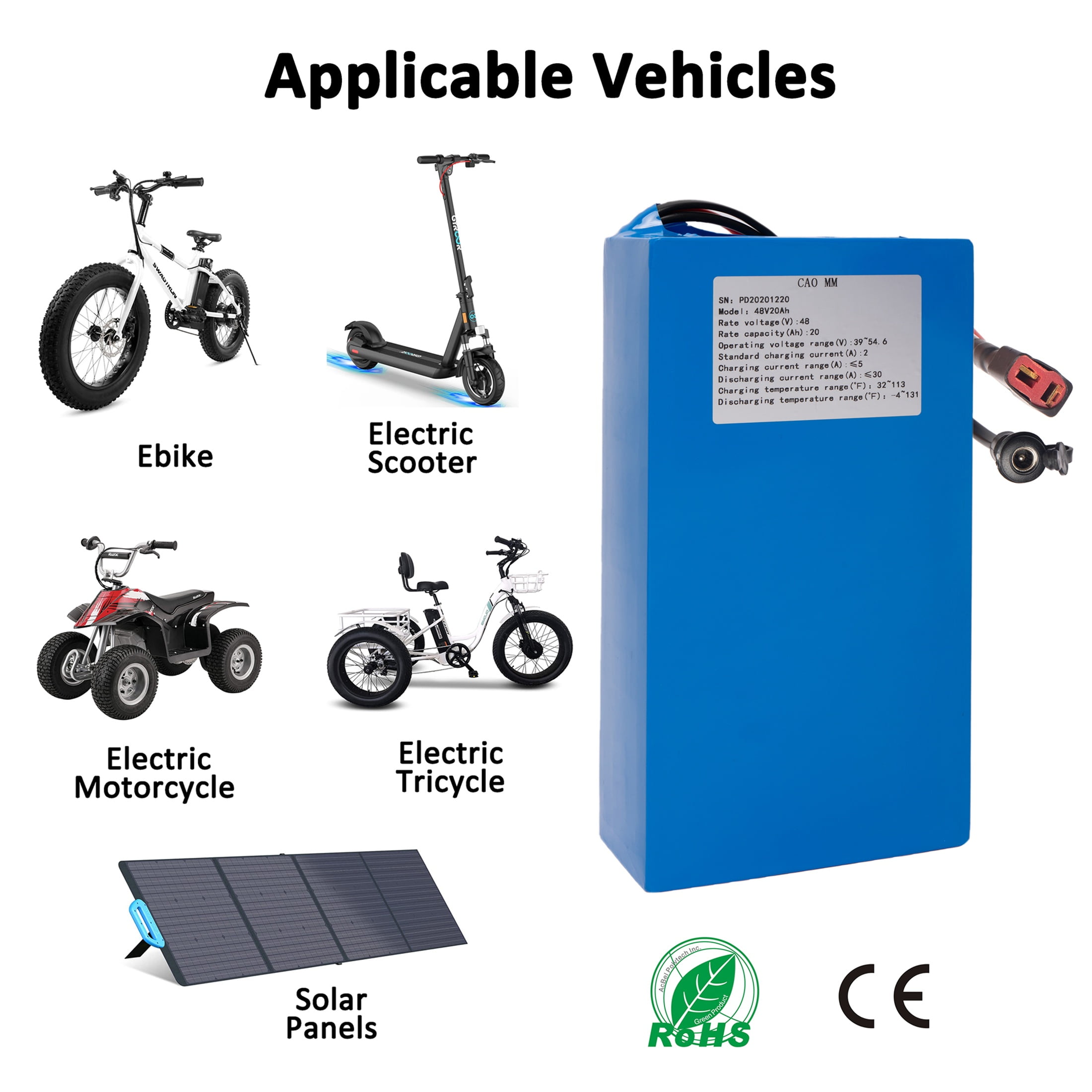 48v 20Ah Ebike Battery Lithium Ion 48V Battery for Electric Bike Motor Scooter