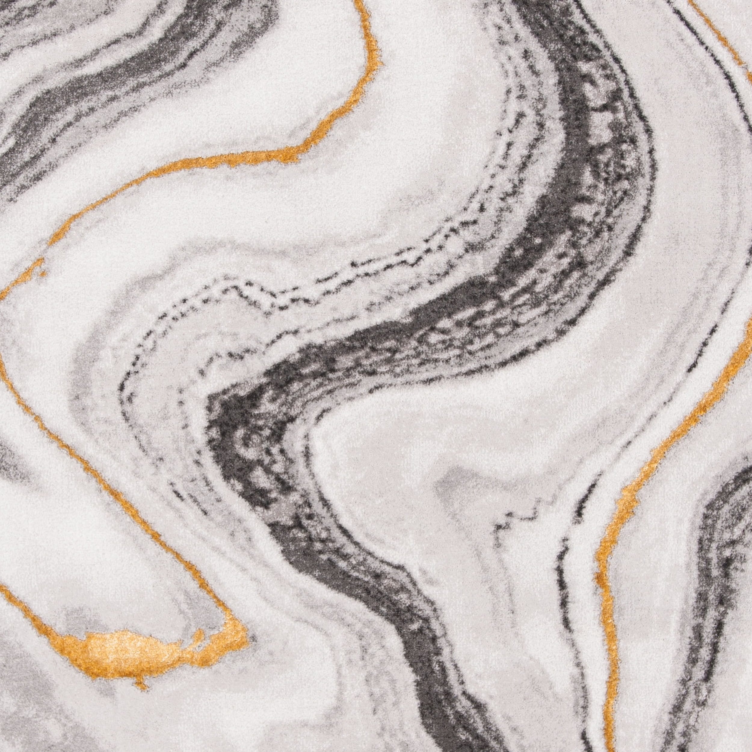 SAFAVIEH Craft Angjelko Abstract Area Rug, Grey/Gold, 5'3" x 5'3" Round