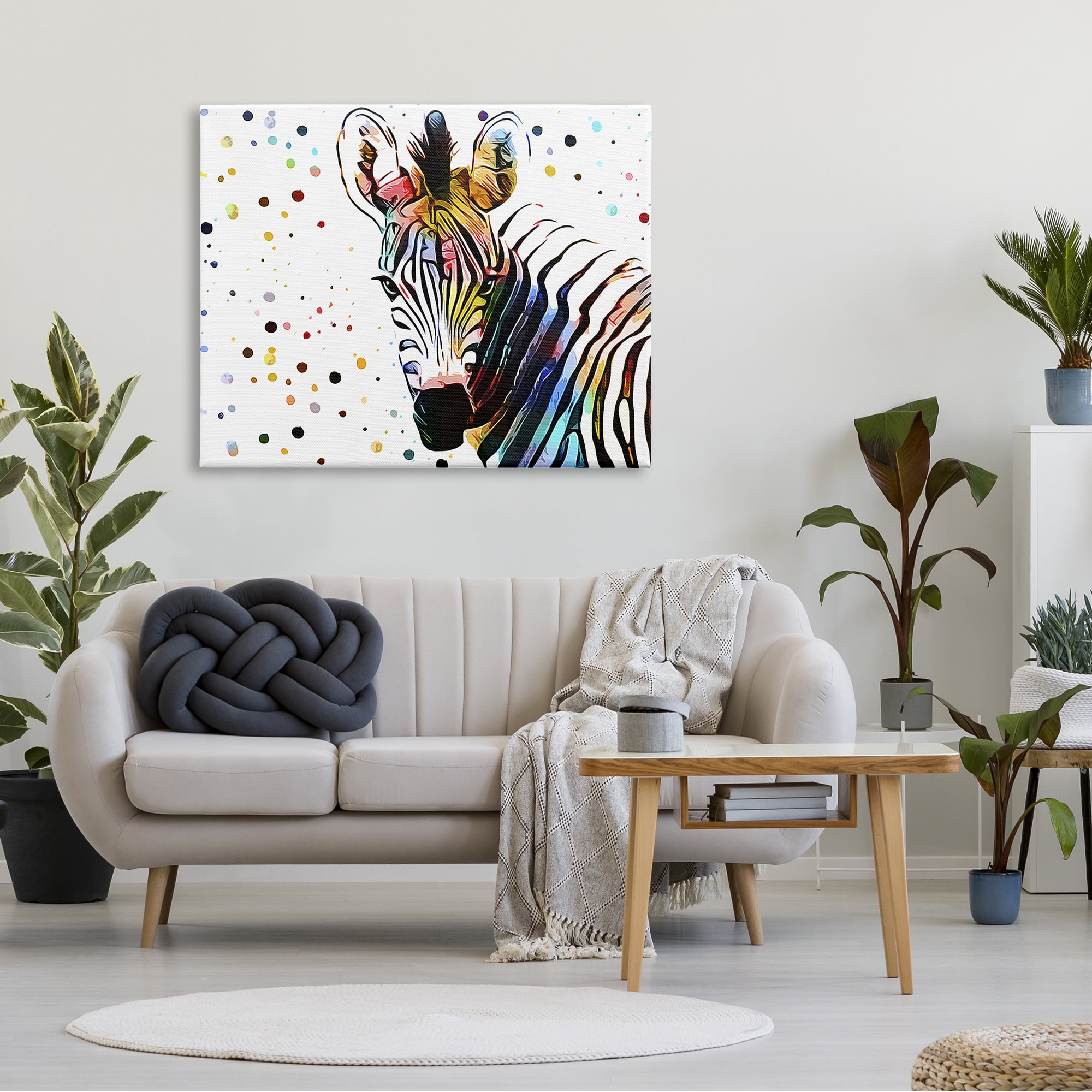 Stupell Industries Abstract Zebra Portrait Vibrant Modern Polka Dot Pattern, 48 x 36,Design by Ashley Aldridge