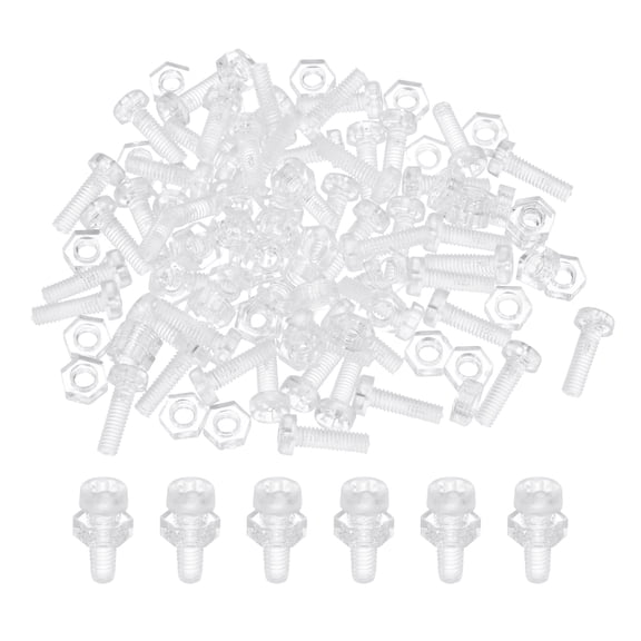 Uxcell 50 Set M2.5x8mm Clear Acrylic Phillips Round Head Screws with Hex Nuts Kit