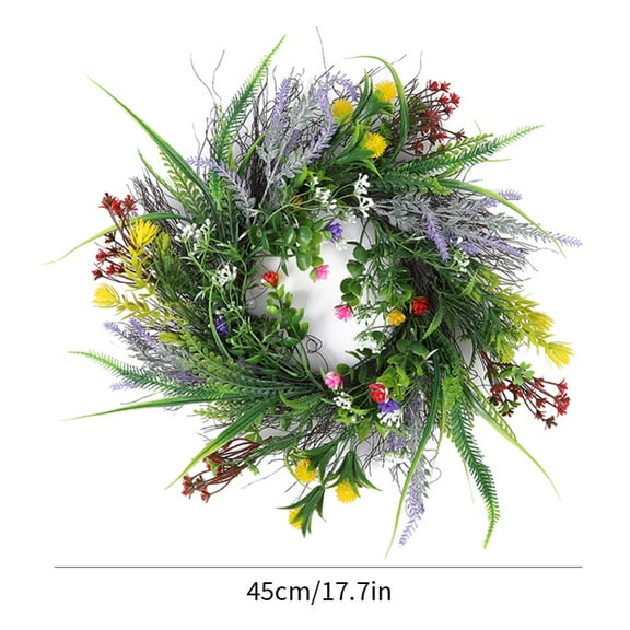 Decor Wreath,17.7" Daisy and Lavender Wreath,Beautiful Artificial Spring and Summer Wreath Front Door or Home Decoration
