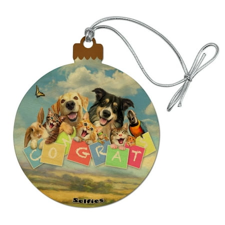 Pet Congratulations Selfie Dogs Cats Wood Christmas Tree Holiday