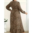 thumbnail image 2 of Women's Plus Size Leopard Print Surplice Maxi Dress Belted Stretch Fit Easy Care 95% Polyester 5% Spandex Imported, 2 of 6