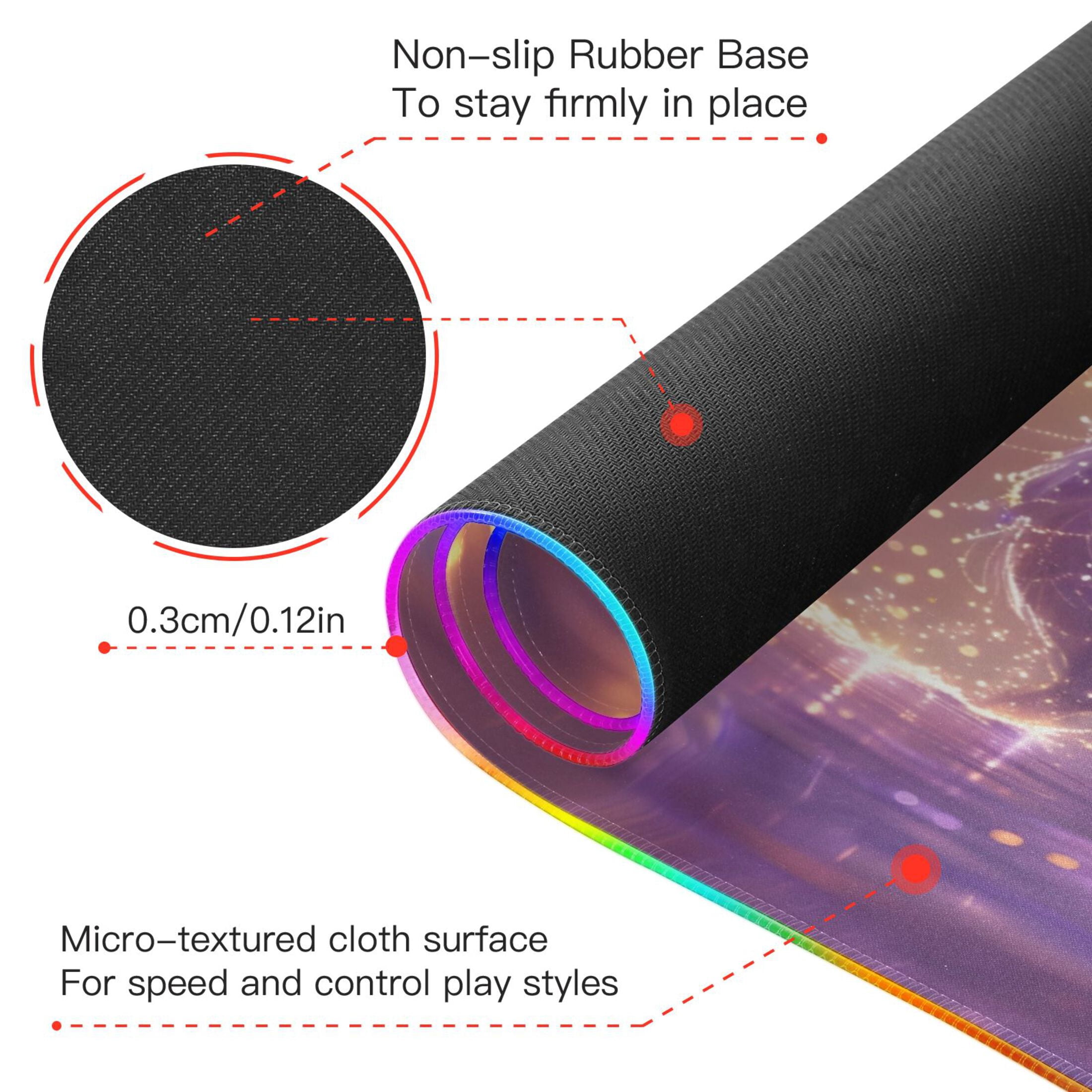 Wireless Charging Mouse Pad Large RGB Gaming Desk Mat 13 Light Modes Mousepad 35.4x15.7 Phoenix Play Water