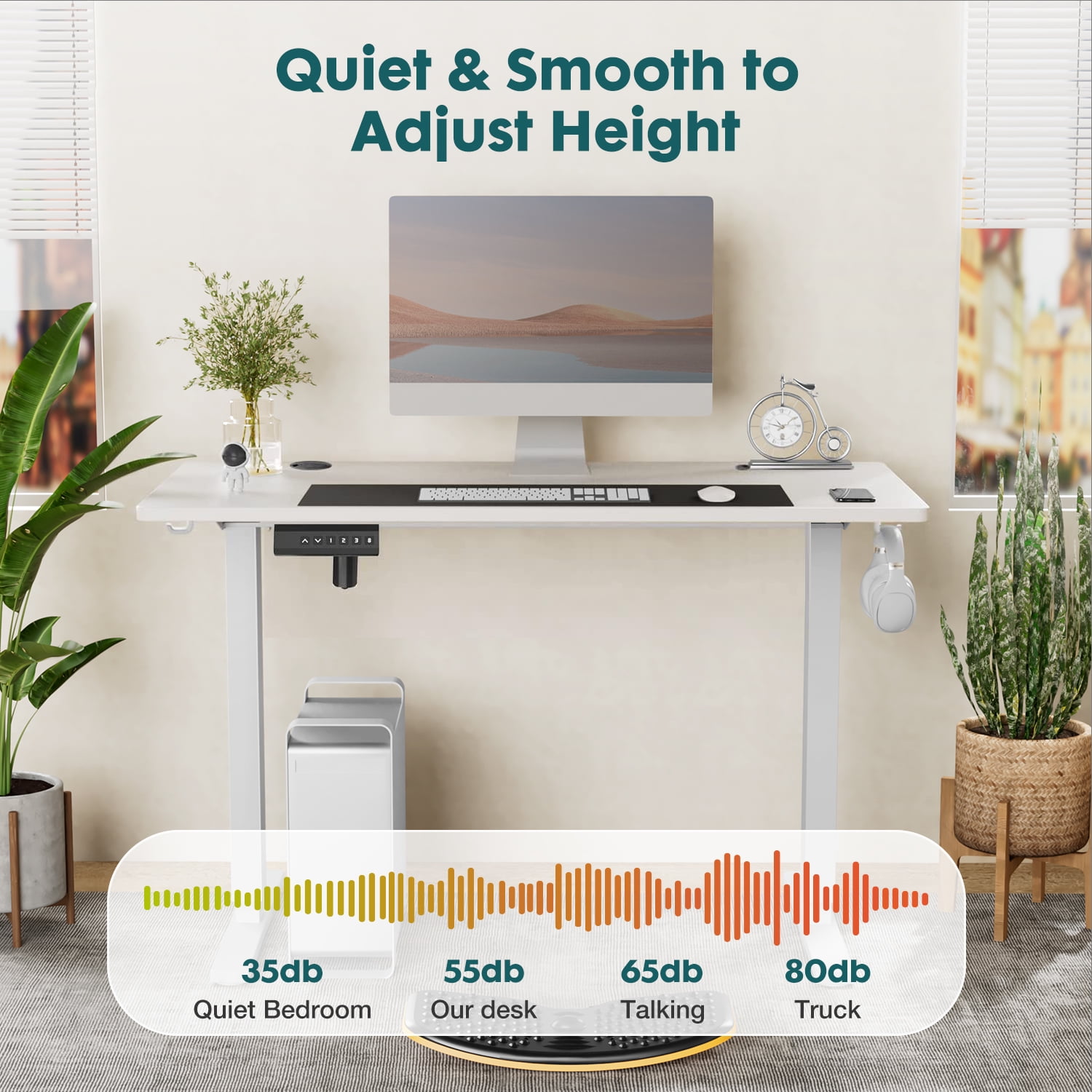 EverPick Electric Standing Desk 40/48/55/63 Inch Height Adjustable Desk, 4 Memory Presets，Motorized Sit Stand Desk with Quiet Dual Motor, Modern Ergonomic Computer Desk for Home Office