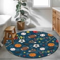 thumbnail image 3 of Navy Blue Sports Round Area Rug 3.3Ft Washable Circle Rugs for Dining Room Table, Football Basketball Rugby Baseball Non-Slip Carpet Floor Mats Indoor Outdoor Carpet Runner Aesthetic Home Decor, 3 of 8