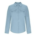 thumbnail image 5 of Lenpel Button down Shirts for Women Long Sleeve Collared Curved Hem Business Casual Tops Dressy Work Blouses with Pockets(Light Blue,X-Large), 5 of 6