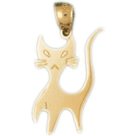 14K Yellow Gold Cat Pendant - 18 mm