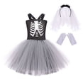 thumbnail image 2 of EnJoCho Girls Halloween Skeleton Dress 3-Piece Set - Tutu Skirt with Gloves & Headband, Stage Performance Dance Outfit for Kids Gothic Graphic Print Top, 2 of 9