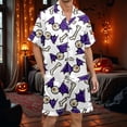 thumbnail image 2 of Yuncity Halloween Pajamas Men Print Short Sleeve Shorts Button Up Sleepwear Loungewear Comfortable Nightwear Outfit Leisure Pajama White L, 2 of 4