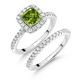thumbnail image 3 of Gem Stone King 925 Sterling Silver Green Peridot and White Moissanite Wedding Engagement Ring Band Bridal Set for Women (1.37 Cttw, Gemstone Birthstone, Available in Size 5, 6, 7, 8, 9), 3 of 6