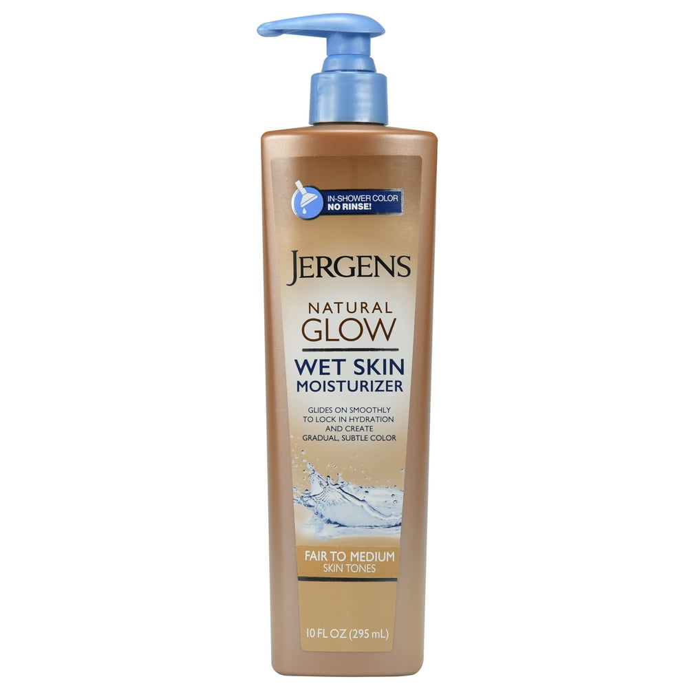 Jergens Natural Glow Wet Skin Moisturizer, Medium to Tan, 10 oz