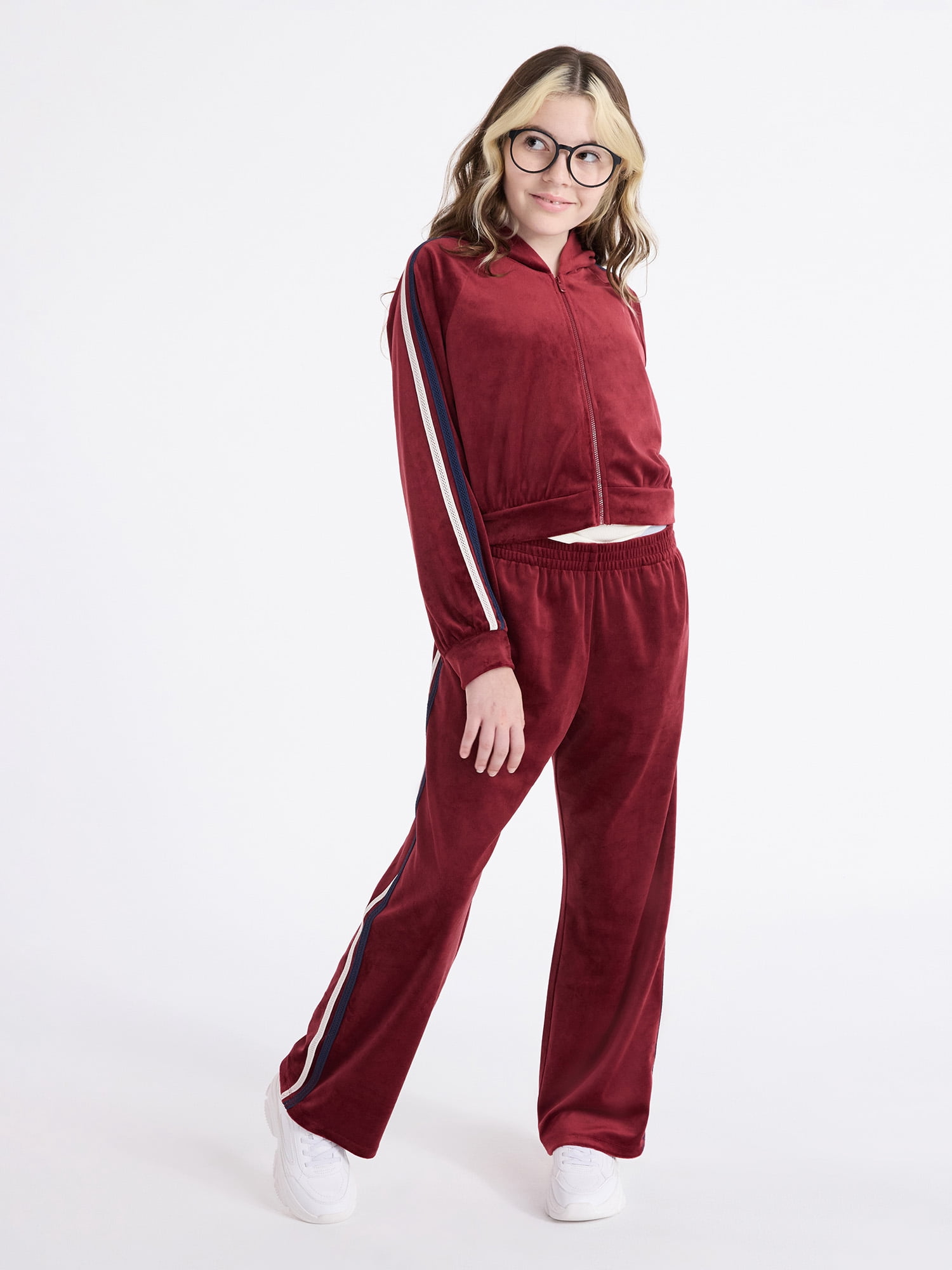 Weekend Academy Girls Velour Full Zip Hoodie, Size 4-18