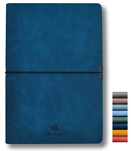 YRL Best Writing Journal Notebook, College Ruled/Lined, A5, 5.8x8.3?, Premium Faux Leather Soft Cover, Fine Thick Paper, Sewn Bound, Inner Pocket, Elastic Closure Band, Pen Loop, Lays Flat, Navy Blue