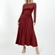thumbnail image 2 of 2025 Vestido largo de manga larga para mujer: vestido informal ajustado con cuello redondo, plisado y bolsillos, tejido elástico, adecuado para primavera/otoño, tallas S-XXL, 2 of 5