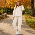 thumbnail image 5 of Trgacdwlo Fleece Lined Sweat Outfits for Women 2 Pieces Tracksuit Fuzzy Hoodie with Cuffed Jogger Sweatpants Fall Winter Plush Comfy Matching Sweat Sets for Women Beige XL, 5 of 7